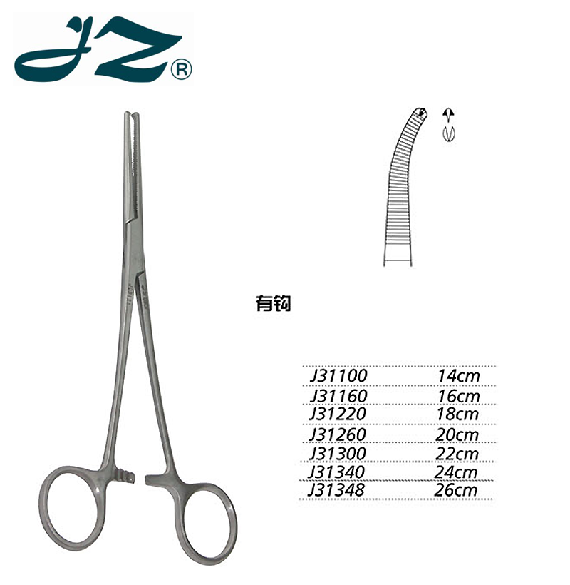 金鐘止血鉗J31348 26cm 彎有鉤