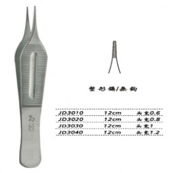 金鐘整形鑷JD3010 12cm 無鉤 頭寬 0.6