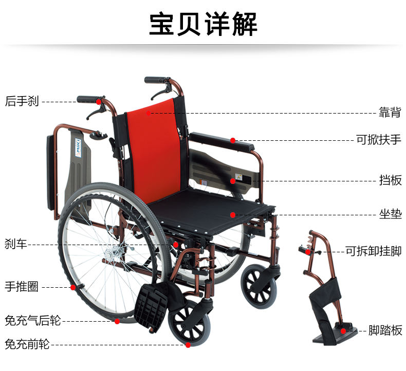 MIKI三貴輪椅車MCVWSW-49JL 折疊輕便 鋁合金 老人代步車